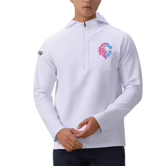 White Midweight 1/4 Zip Performance Hoody