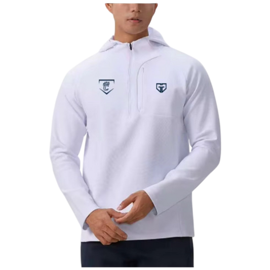 White Midweight 1/4 Zip Performance Hoody